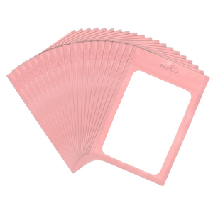 30 Pack Holographic Bags, Resealable Bags, Clear Window Pink, 2.75×3.93